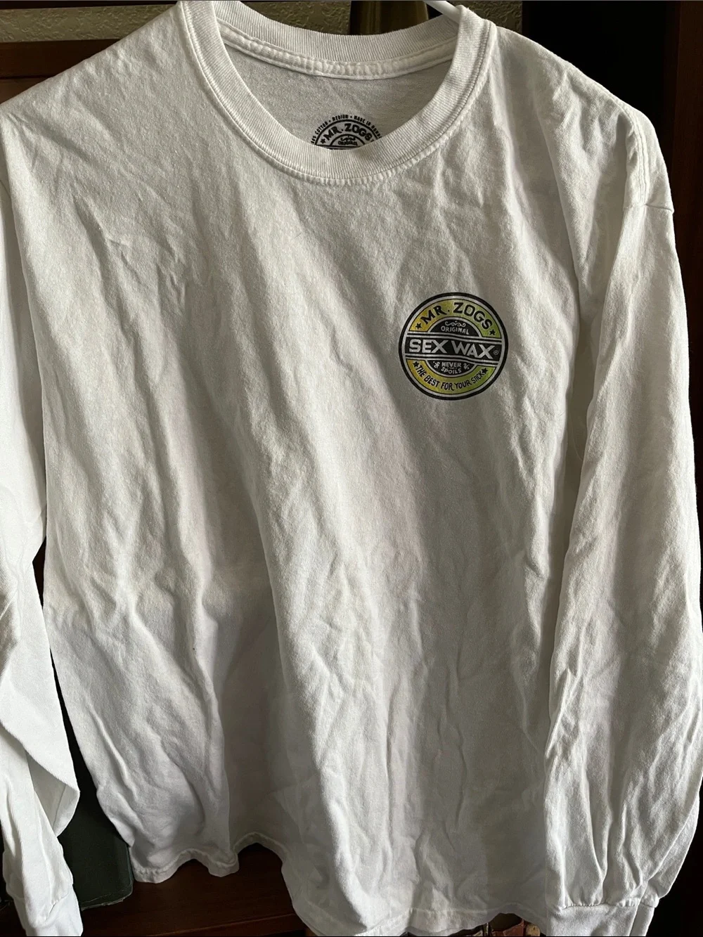 Mr. Zoggs Sex Wax White Long-Sleeve Crewneck Shirt - Picture 2 of 5